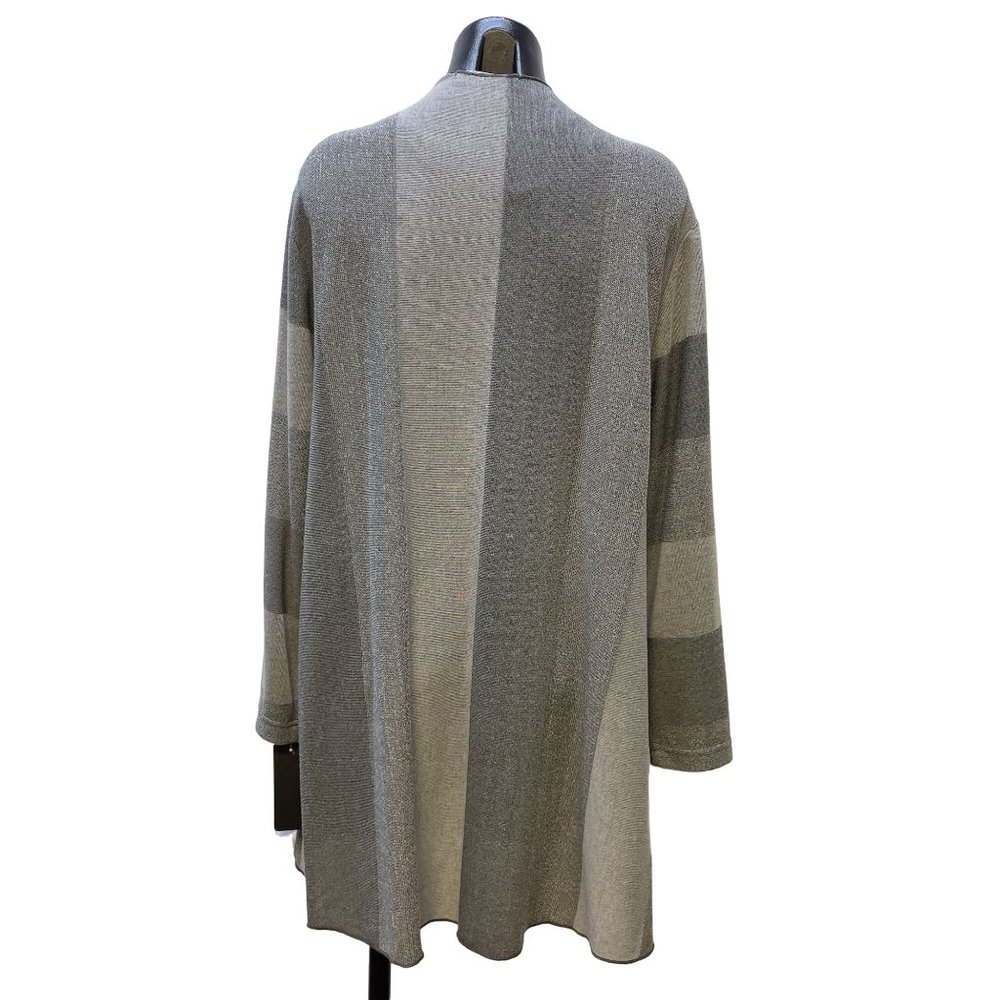 *NWT Yushi Gray Cardigan Open Front Long Block XXL - Picture 4 of 5